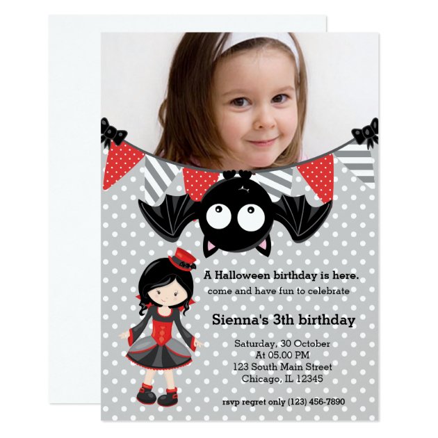 Cute Vampire Birthday With A Photo Card