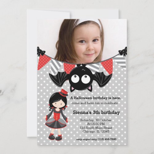 Cute vampire birthday with a photo invitation