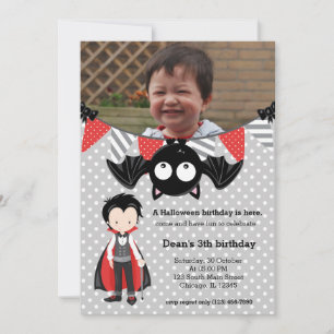Cute vampire birthday with a photo invitation