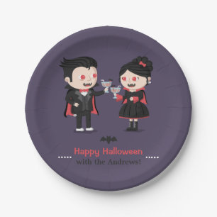Cute Vampire Boy and Girl Halloween Party Plates