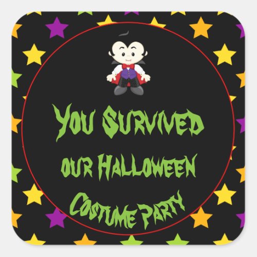 Cute Vampire Boy Halloween Costume Party Square Sticker