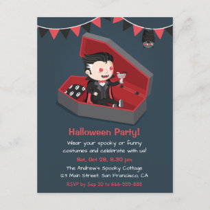Cute Vampire Boy Halloween Party Invitations