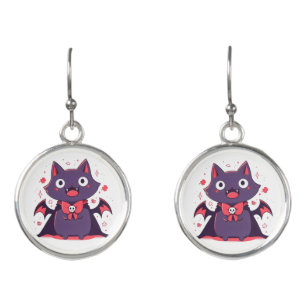 Cute Vampire Cat Earrings