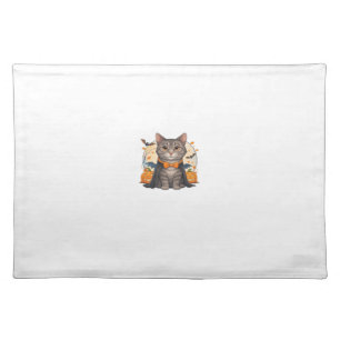 Cute Vampire Cat Halloween T-shirt Spooky Kitten Cloth Placemat