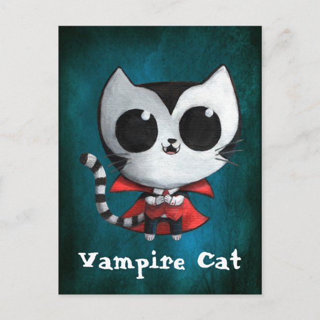 Cute Vampire Cat Postcard (Front)