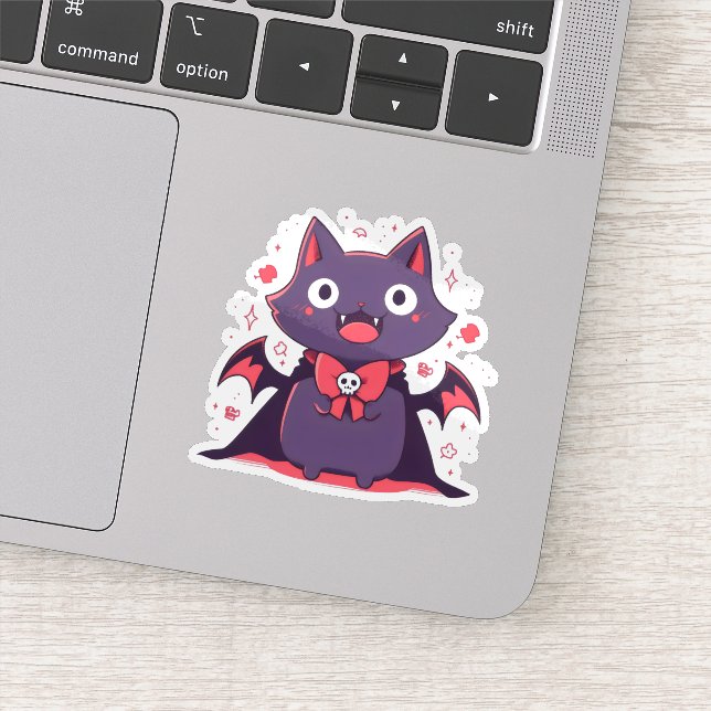 Cute Vampire Cat Sticker (Detail)