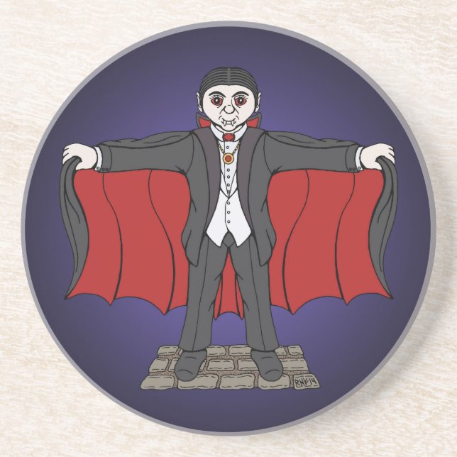 Cute Vampire/Dracula Sandstone Coaster (Front)