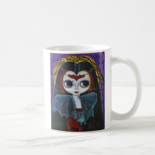 Cute Vampire Girl Doll with Bat Mug