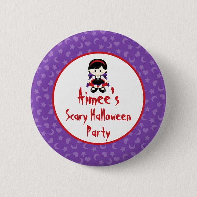 Cute Vampire Girl Halloween Party Button (Front)