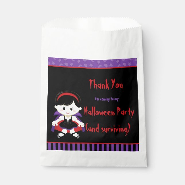 Cute Vampire Girl Halloween Party Favor Bag (Front)