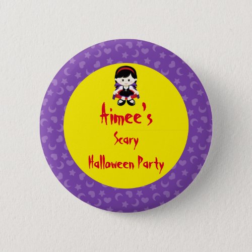 Cute Vampire Girl Halloween Party Pinback Button