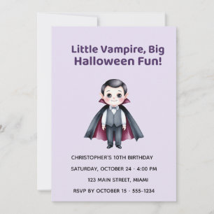Cute Vampire Halloween Birthday Invitation