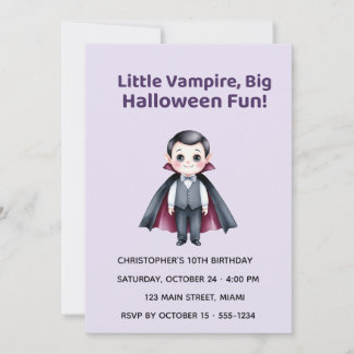 Cute Vampire Halloween Birthday Invitation