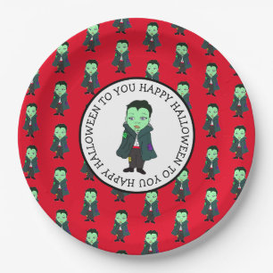 Cute Vampire Halloween Party Paper Plates
