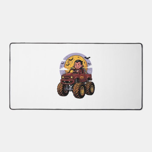 Cute Vampire Monster Truck Halloween Shirt Design_ Desk Mat