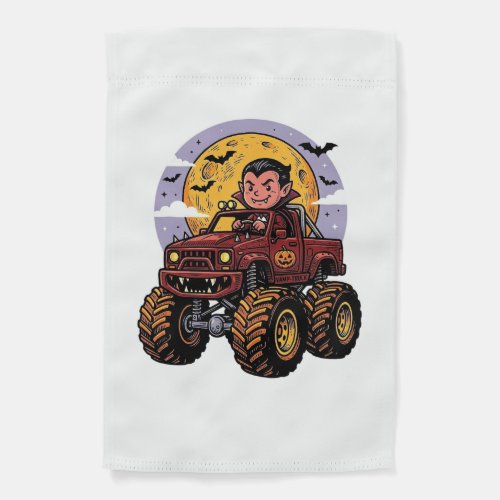 Cute Vampire Monster Truck Halloween Shirt Design_ Garden Flag