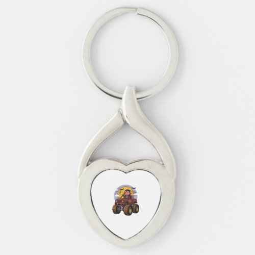 Cute Vampire Monster Truck Halloween Shirt Design_ Keychain