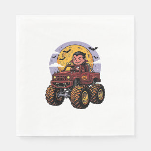 Cute Vampire Monster Truck Halloween Shirt Design_ Napkins