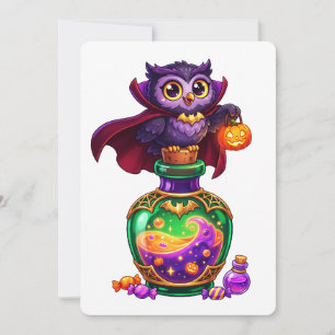 Cute Vampire Owl Magic Potion Halloween Invitation