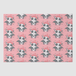 Cute Vampire Panda Bats Ghost Pink Halloween Tissue Paper