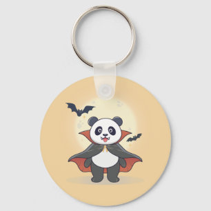 Cute Vampire Panda in Cape with Bats Keychain