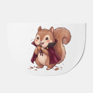 Cute Vampire Squirrel with Acorn Halloween Cape Co Doormat