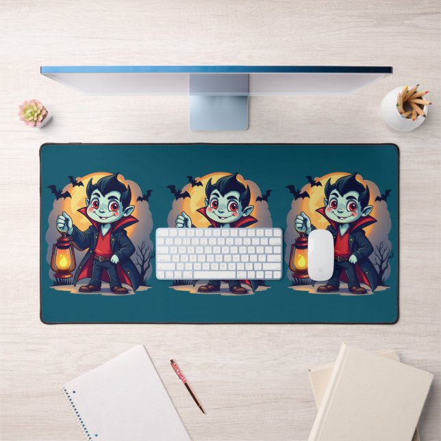 Cute Vampire with Lantern Kawaii Halloween Desk Mat (Office 1)
