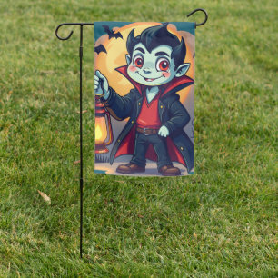 Cute Vampire with Lantern Kawaii Halloween Garden Flag