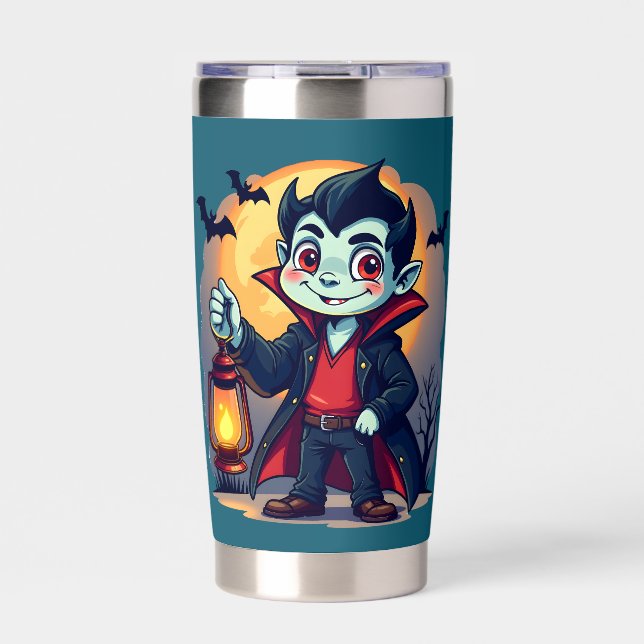 Cute Vampire with Lantern Kawaii Halloween Insulated Tumbler (Front)