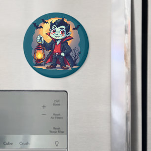 Cute Vampire with Lantern Kawaii Halloween Magnet