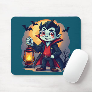 Cute Vampire with Lantern Kawaii Halloween Mouse Pad