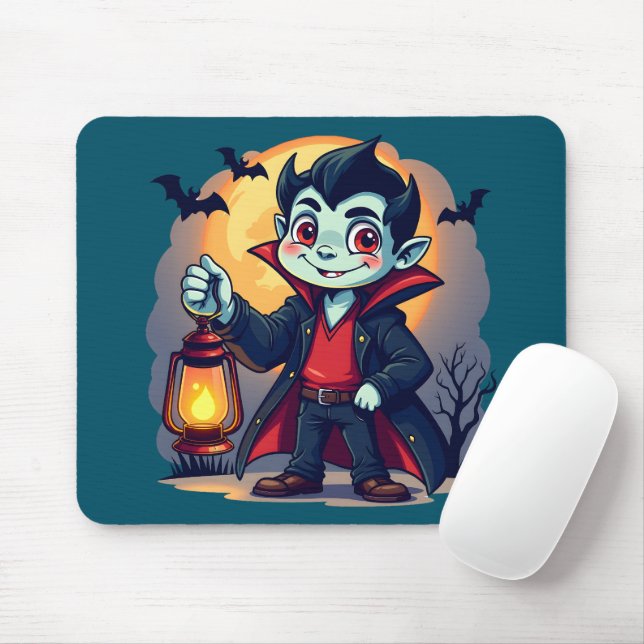 Cute Vampire with Lantern Kawaii Halloween Mouse Pad (With Mouse)