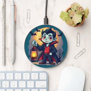 Cute Vampire with Lantern Kawaii Halloween Wireless Charger
