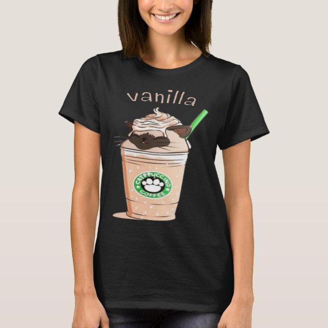 Cute Vanilla Brown Cat Animals Pet Catpuccino Coff T-Shirt (Front)