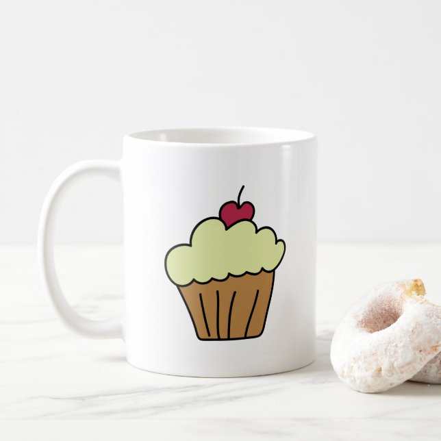 Cute Vanilla Cupcake Coffee Mug (With Donut)