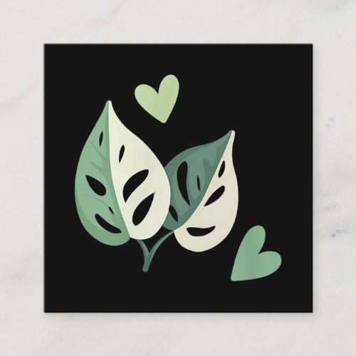 Cute Variegated Monstera Adansonii  Swiss Cheese Square Business Card