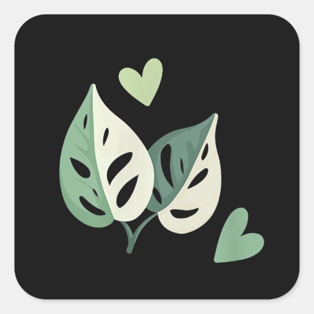 Cute Variegated Monstera Adansonii  Swiss Cheese Square Sticker (Front)