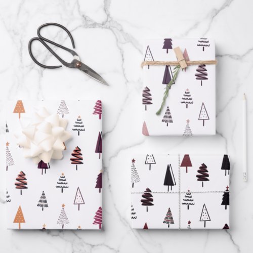 Cute Various Christmas Trees Holiday Wrapping Pape Wrapping Paper Sheets