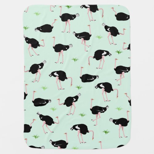 Cute Vector Ostrich Pattern Baby Blanket