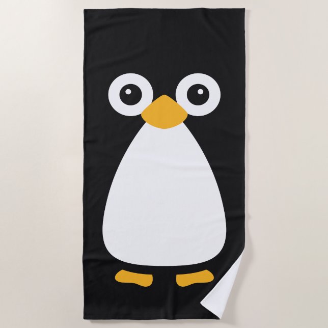 Cute Vector Penguin Beach Towel (Front)