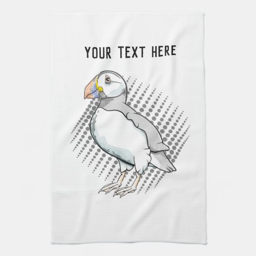 Cute vector puffin kitchen towel