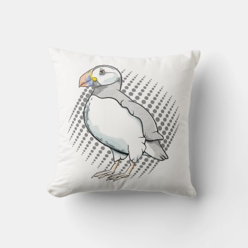 Cute vector puffin throw pillow
