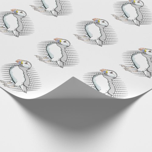 Cute vector puffin wrapping paper
