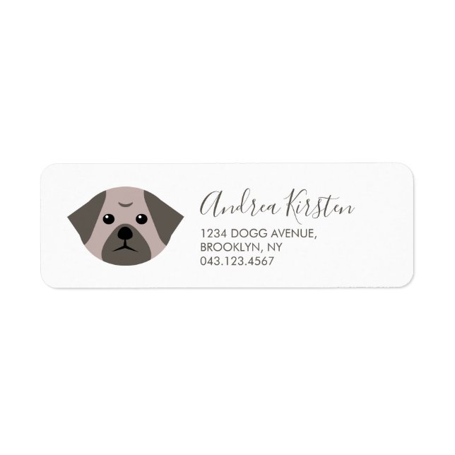 Cute Vector Pug Label (Front)