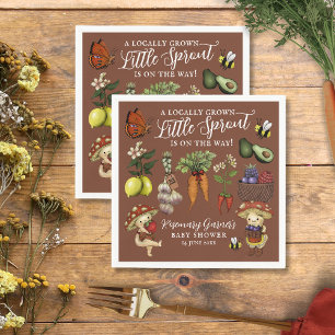 Cute Veg Locally Grown Little Sprout Baby Shower Napkins