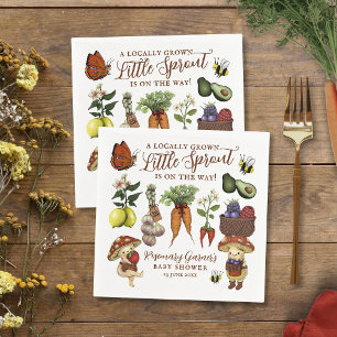 Cute Veg Locally Grown Little Sprout Baby Shower Napkins
