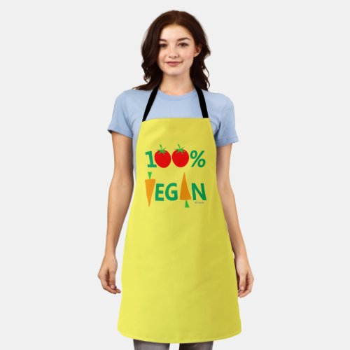 Cute Vegan Apron with Colorful Cartoon Veggies