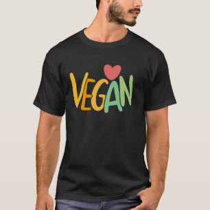 Cute Vegan love heart design veggie plant based cr T-Shirt