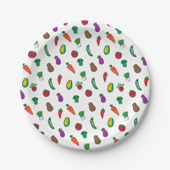 Cute Vegetable Food Pattern Paper Plates (Front)
