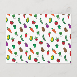 Cute Vegetable Food Pattern Postcard